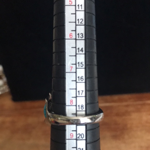 Silver tone and turquoise color ring - Picture 5 of 5